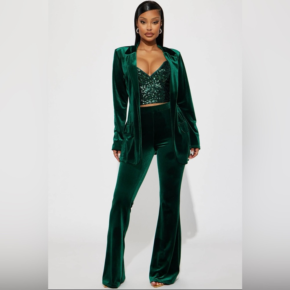 NWT Green Velvet Blazer & Pant Set